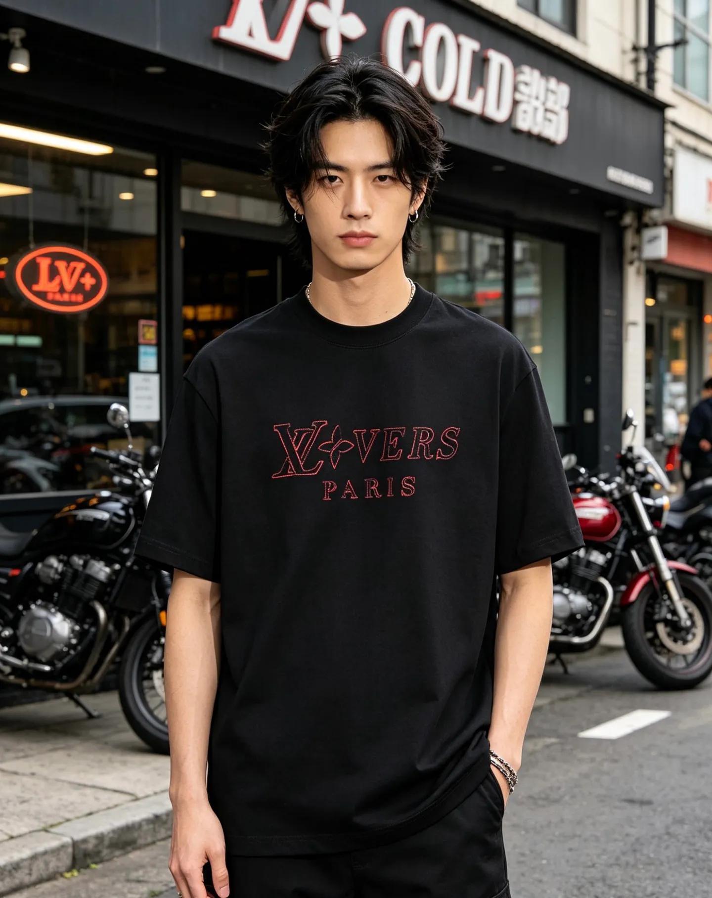 Louis Vuitton/Louis Vuitton colorful logo embroidered short sleeves